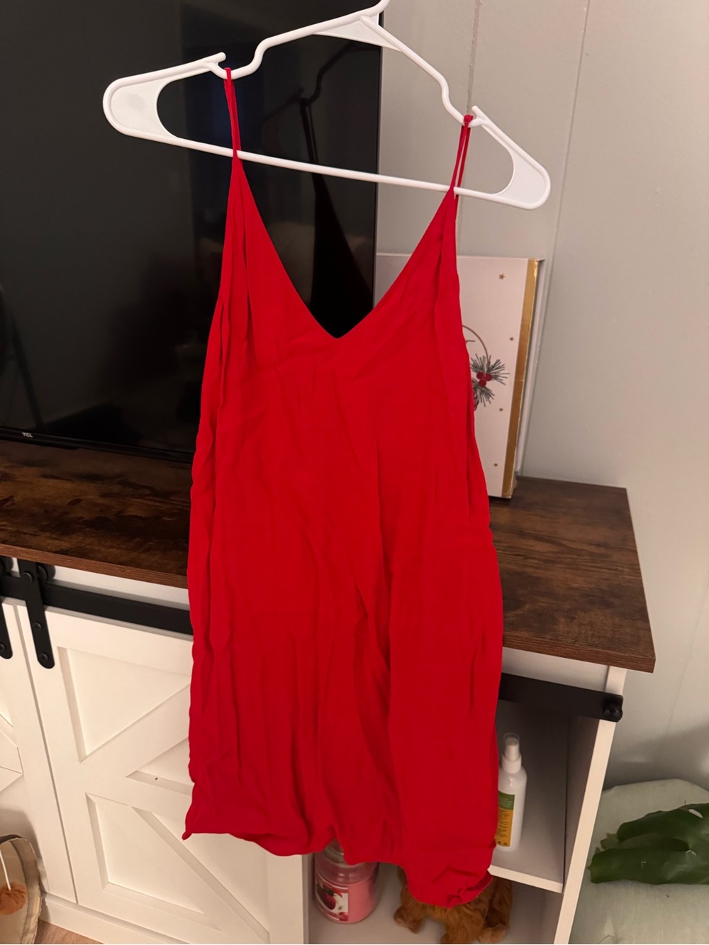 Aritzia Red Spaghetti-Strap Mini Dress